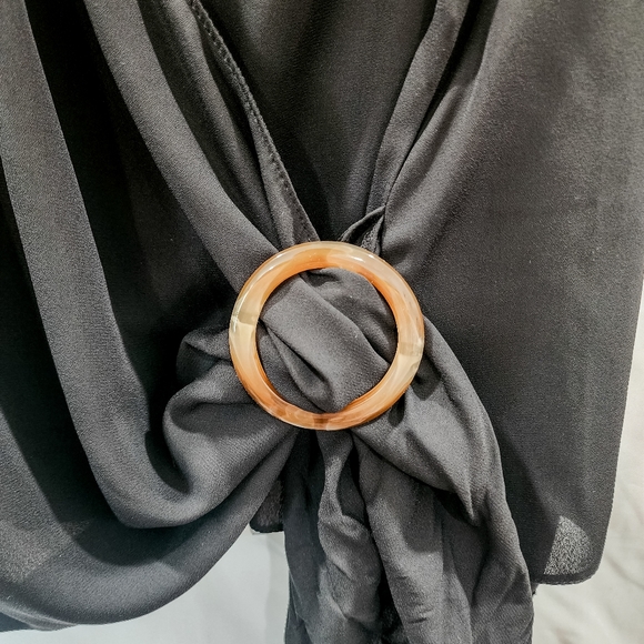 SIZE 16 ASOS New Look Wrap Top Black - tie top blouse - Picture 3 of 9